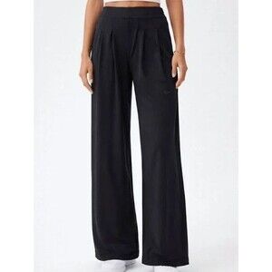 Nike Dri Fit women's Bliss trousers size L black stretch wide leg pleated